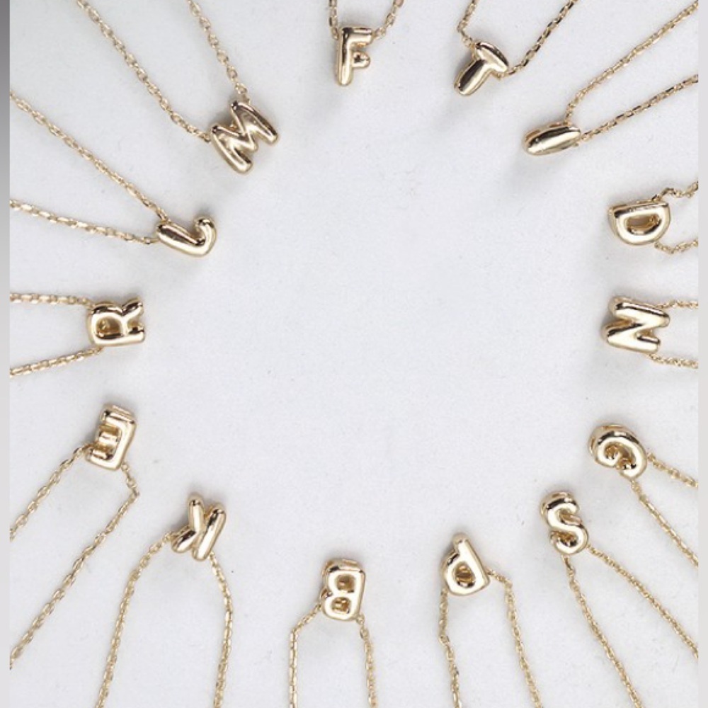 Gold Mini Bubble Letter Necklace (5101)